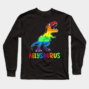 Lgbt Dinosaur Rainbow Flag Ally Lgbt Pride Long Sleeve T-Shirt